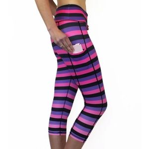 Belcorva Pink Purple Black Ombré Striped Capri. Size Medium.